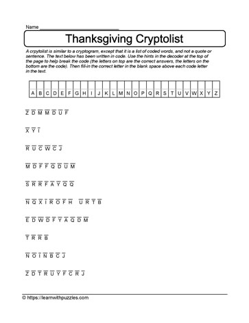Thanksgiving Cryptolist #04